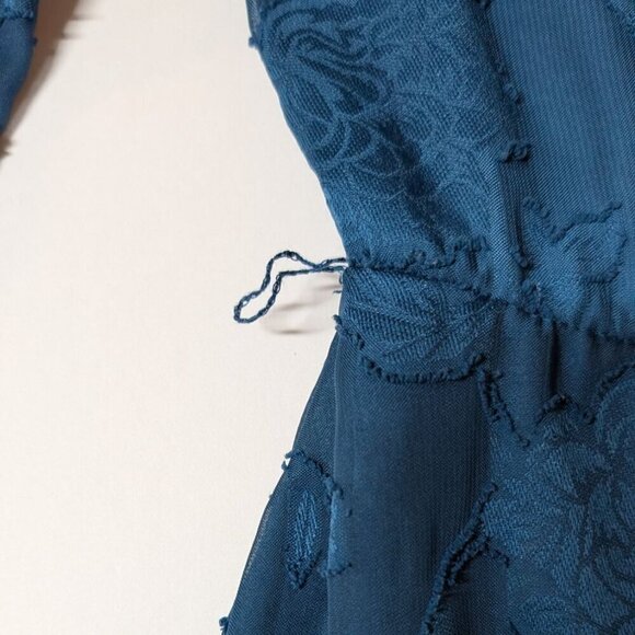 BCX Dark Fairy Floral Dress Junior XXS Tiered Ruffle Faux Wrap Textured - Picture 12 of 13